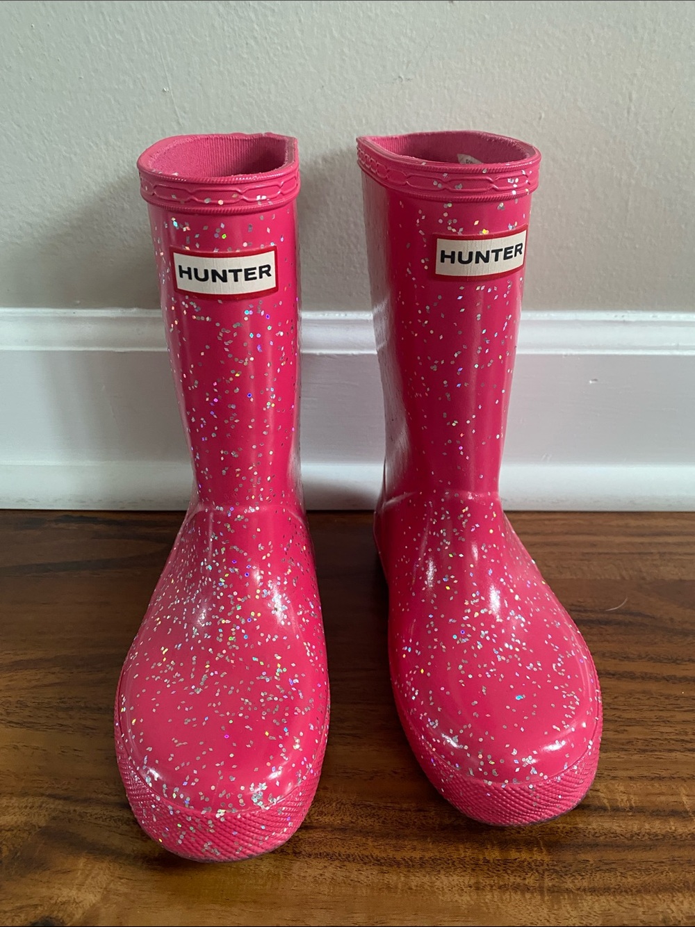 Hunter Kids Hot Pink Glitter Rain Boots